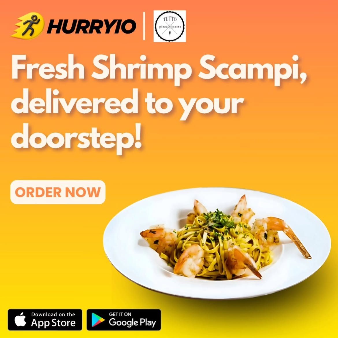 Hurryio x Tutto shrimp scampi social ad